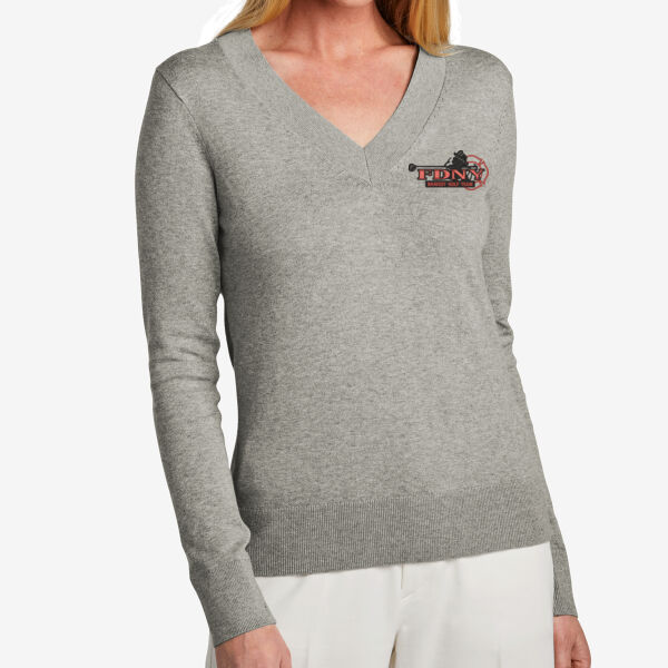   - Women's Cotton Stretch V Neck Sweater Thumbnail