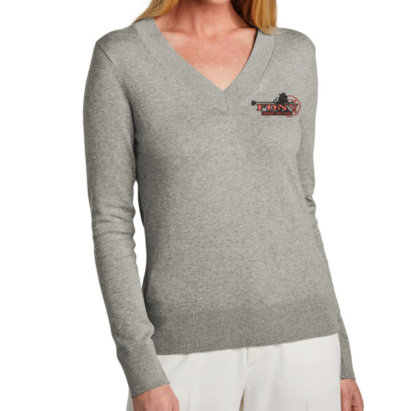   - Women's Cotton Stretch V Neck Sweater Thumbnail