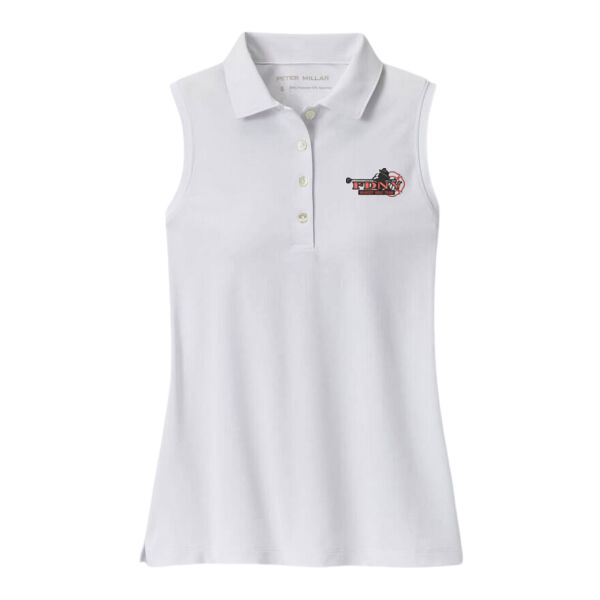   - Women's Banded Sport Mesh Sleeveles Button Polo  Thumbnail